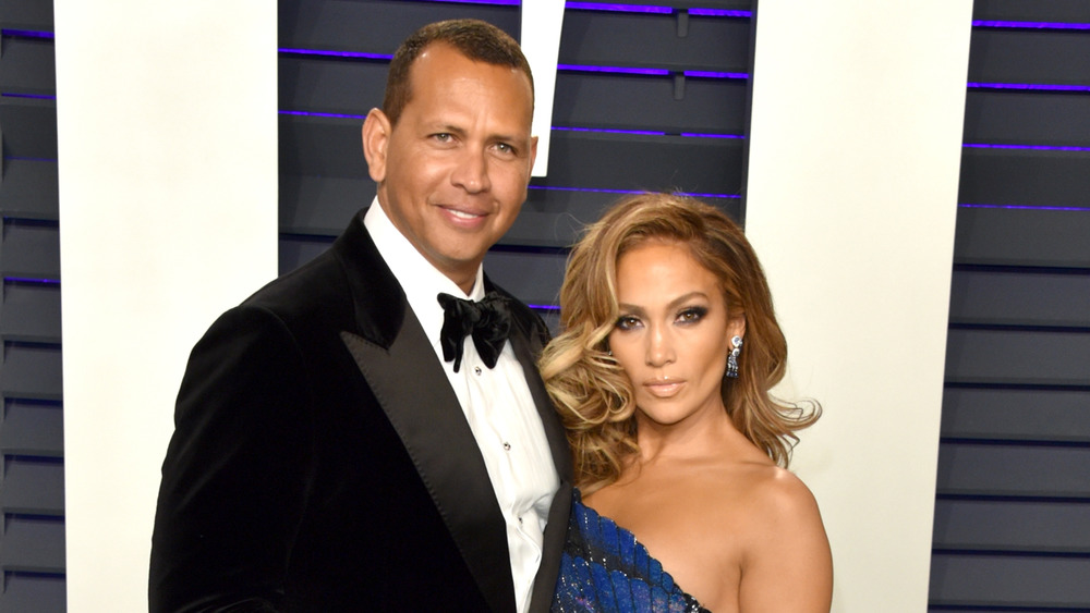 Alex Rodriguez and Jennifer Lopez at the 2019 VF Oscar party