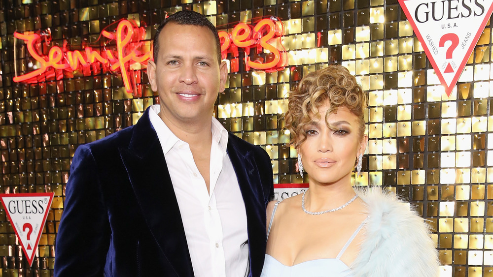 Alex Rodriguez and Jennifer Lopez at a Guess event in 2018