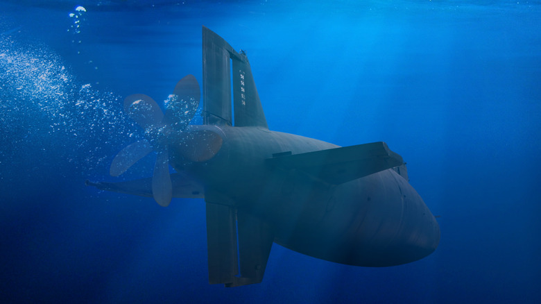 Naval submarine underwater