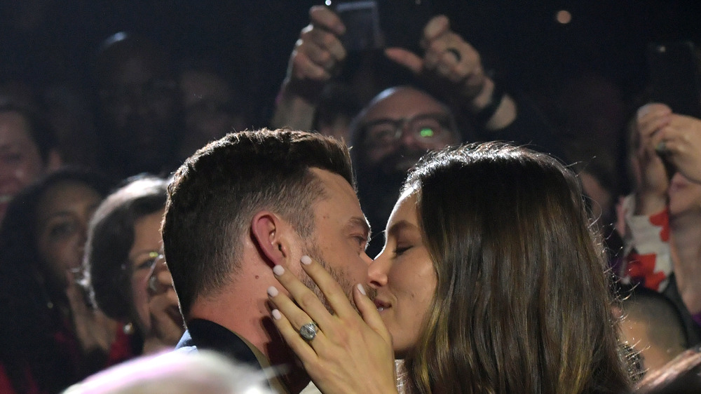 Justin Timberlake and Jessica Biel at a concert in 2019