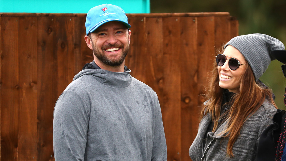 Justin Timberlake and Jessica Biel at a golf event