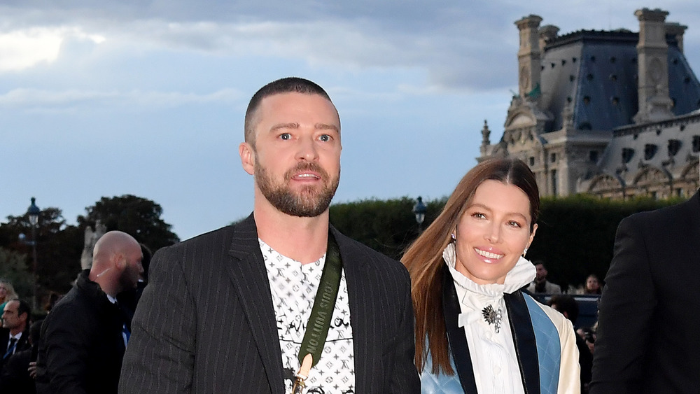 Justin Timberlake and Jessica Biel at Paris Fashion Week