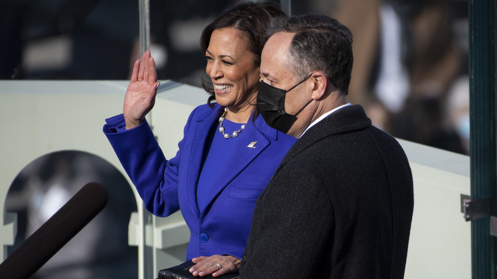 Kamala Harris and Doug Emhoff at her swearing in ceremony