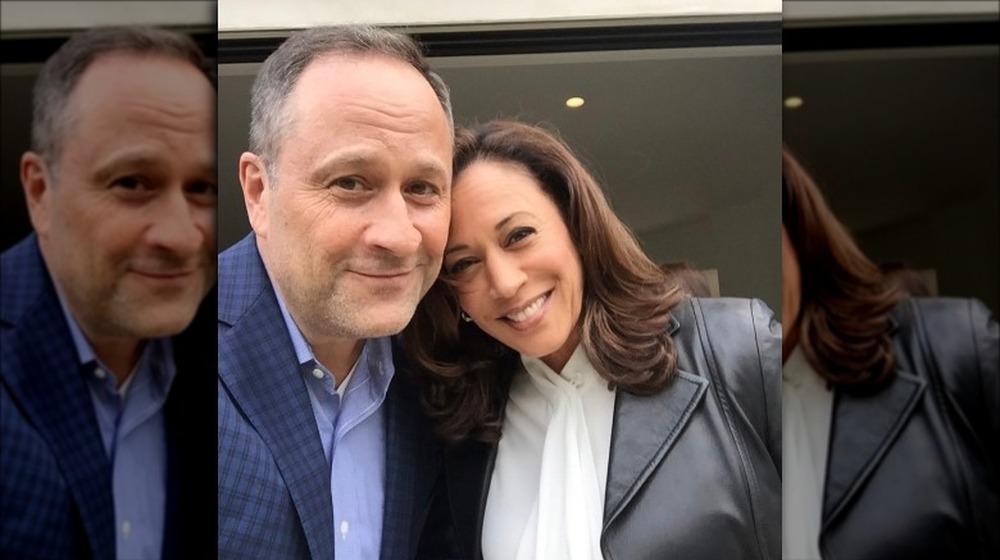 Kamala Harris and Doug Emhoff before a debate