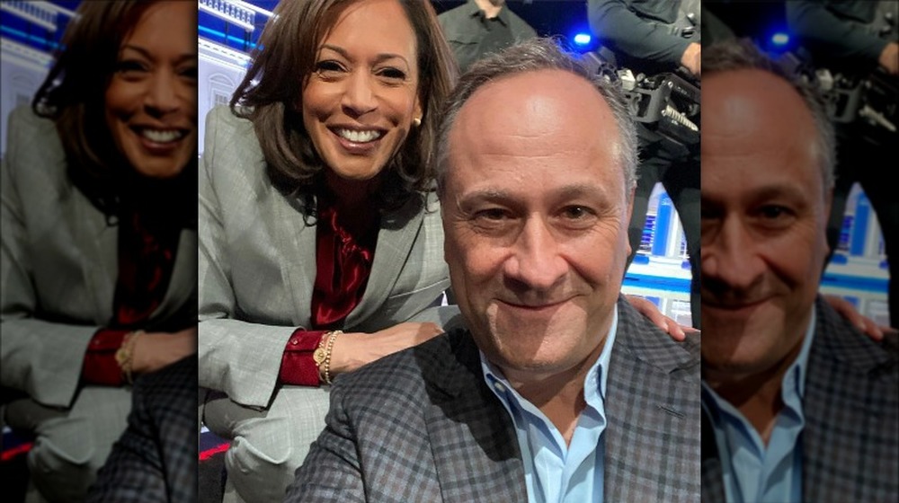 Kamala Harris and Doug Emhoff at a debate