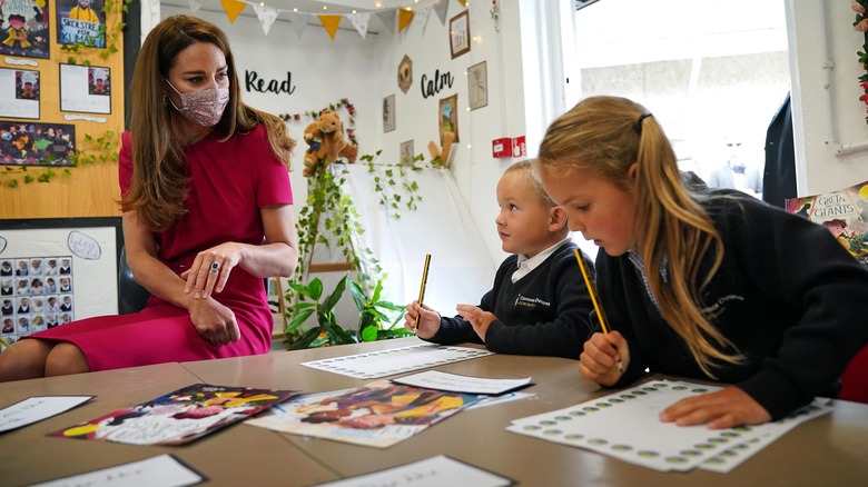 Kate Middleton with school students