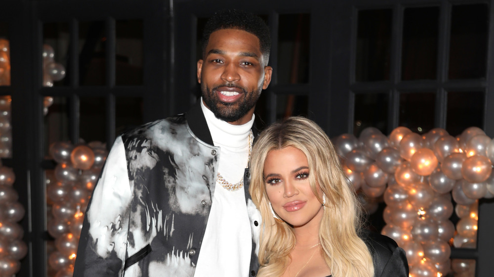 Khloe Kardashian and Tristan Thompson at a party together