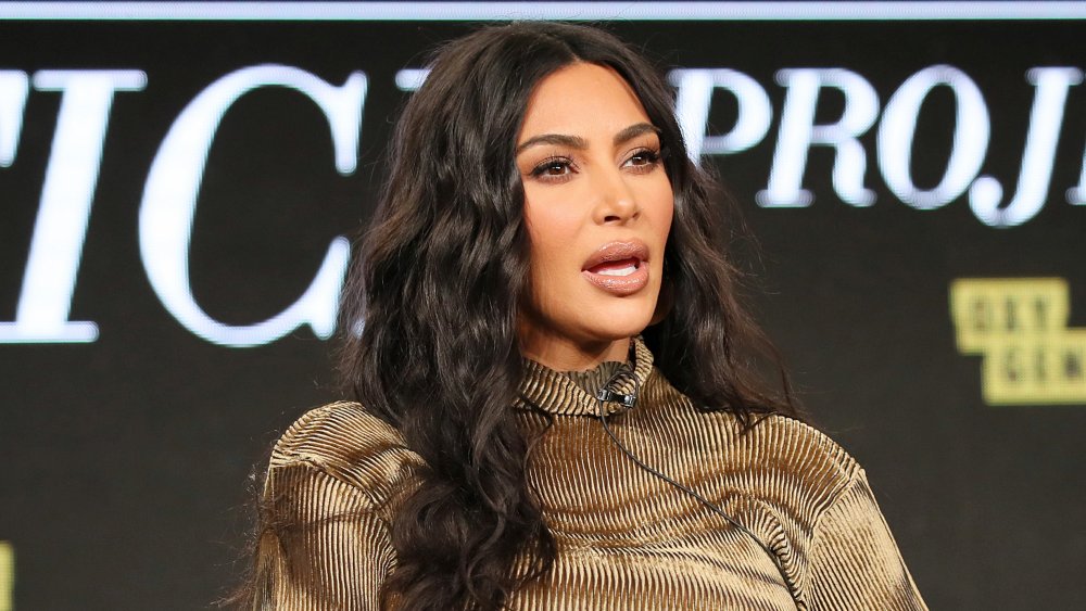 Kim Kardashian speaking at an event