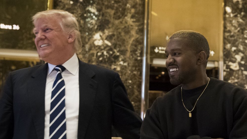 Kanye West and Donald Trump at an elevator