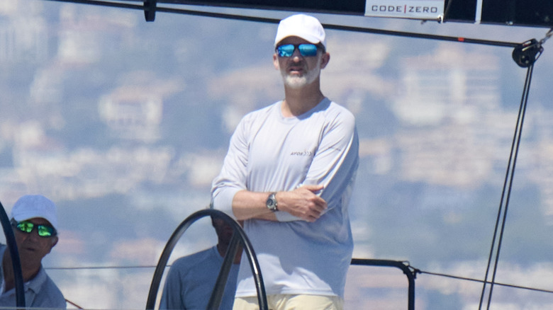 King Felipe on board a boat 