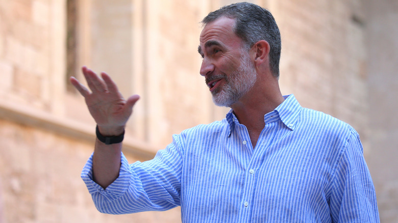 King Felipe of Spain in casualwear, waving