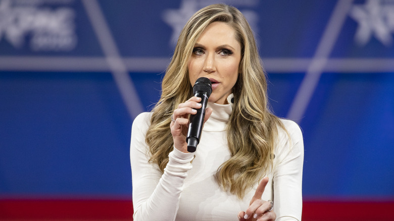 Lara Trump speaks on stage at CPAC 2020