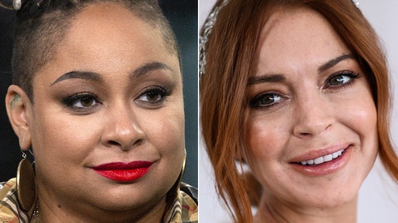 Raven-Symoné smirking, Lindsay Lohan smiling