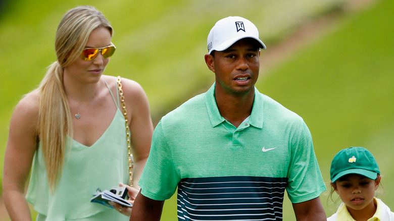 Tiger Woods and Lindsey Vonn on the golf course. 