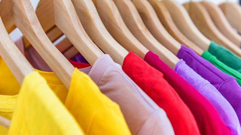 Colorful clothes on a rack