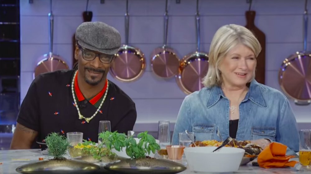 Snoop Dogg, Martha Stewart in kitchen smiling