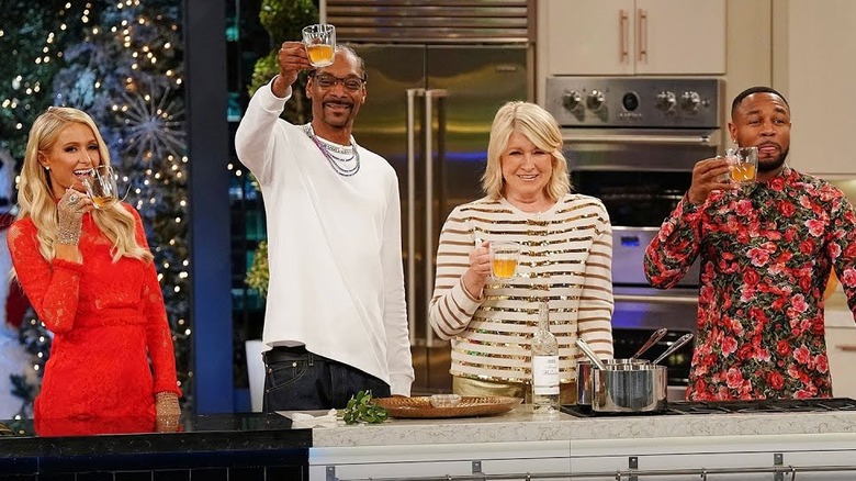 Snoop Dogg, Martha Stewart with celebs on set