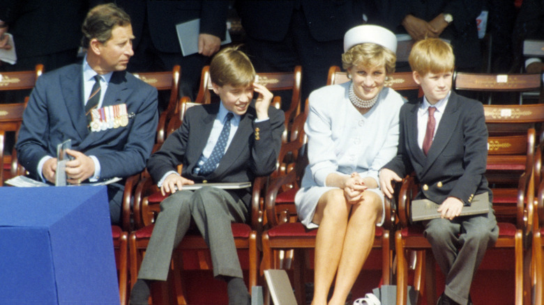Charles, William, Diana, Harry seated