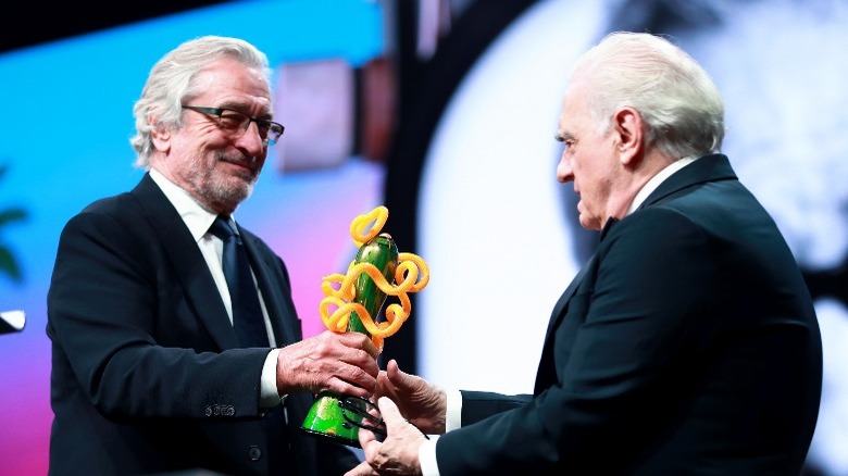 Robert De Niro handing Martin Scorsese award