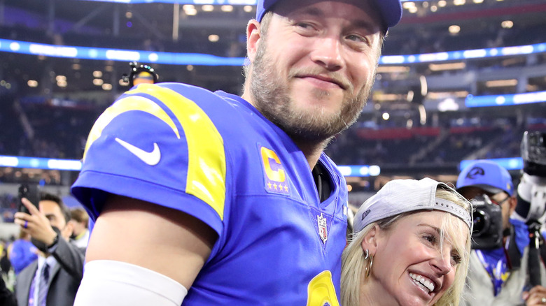 Matthew and Kelly Stafford after an NFL win