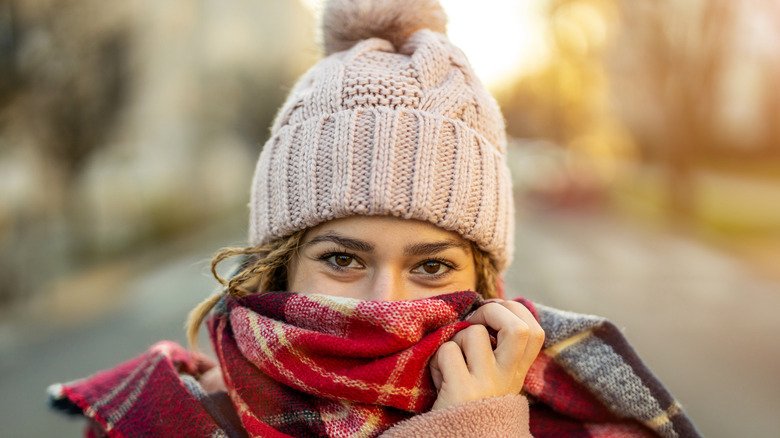 Woman wearing scarf