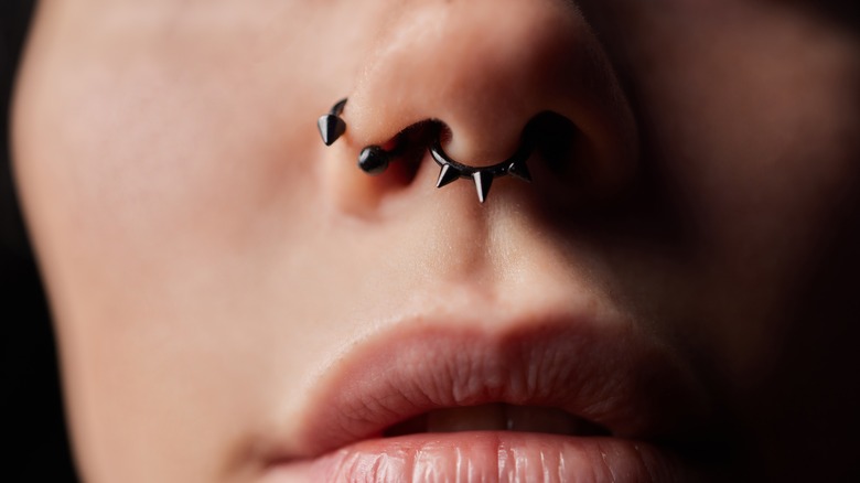 Woman with nose piercings