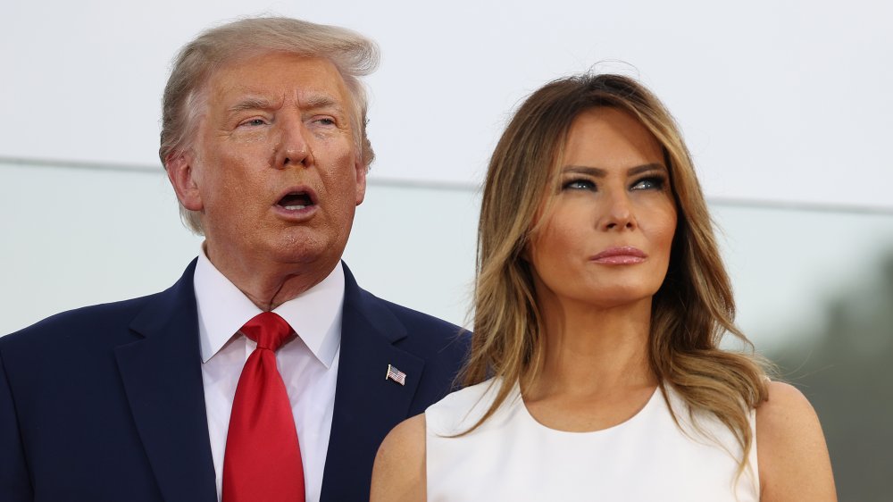 Donald Trump and Melania Trump outside the White House