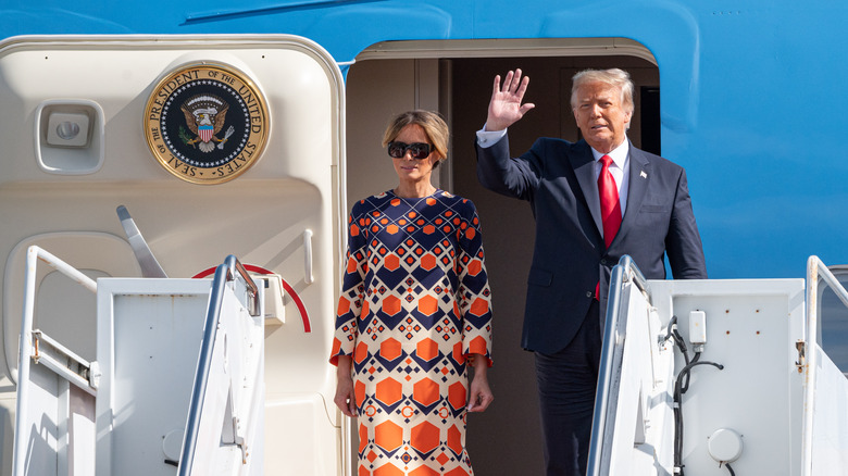 Donald and Melania Trump landing in Florida 
