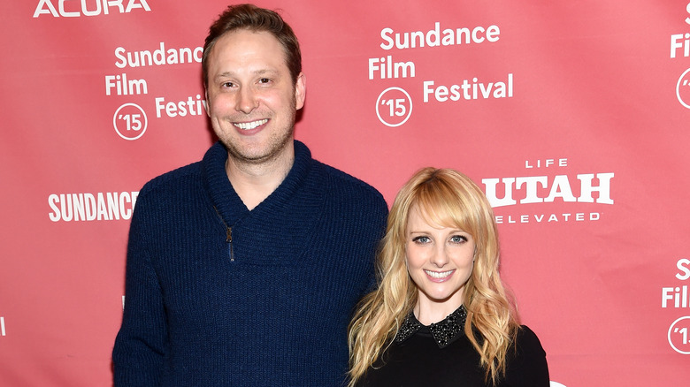 Winston Beigel and Melissa Rauch on the red carpet