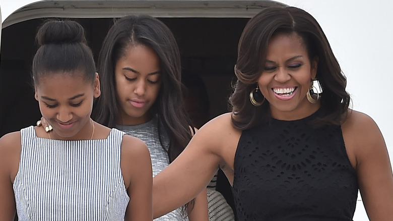 Michelle Obama with daughters