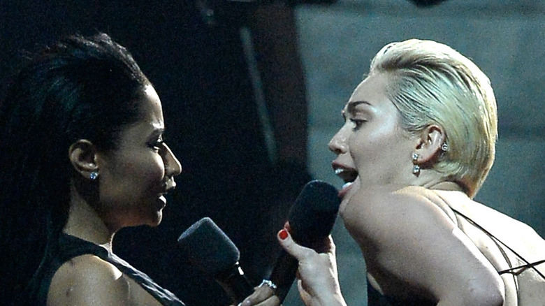 Miley Cyrus and Nicki Minaj on stage together