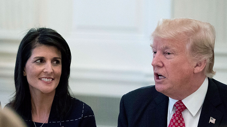 Haley and Trump at a cabinet meeting