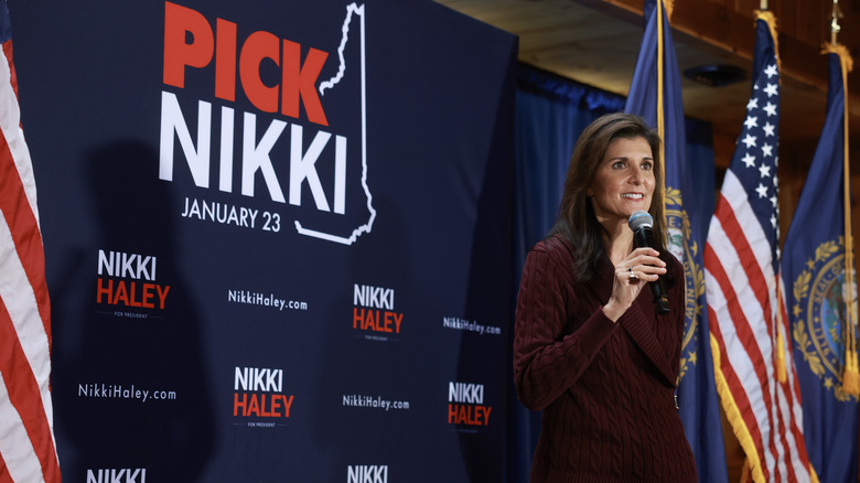 Nikki Haley delivering a speech