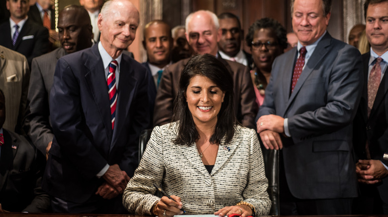 Nikki Haley signing a bill