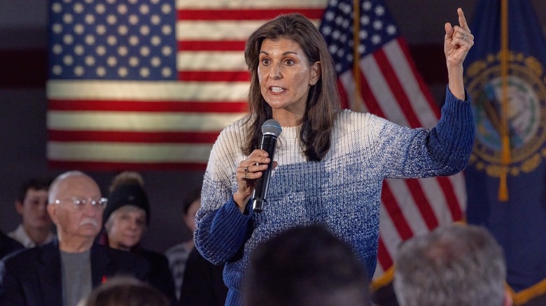 Nikki Haley delivering a speech