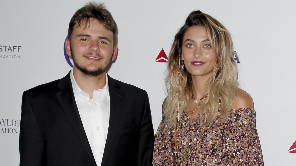 Paris and Prince Jackson looking forward and smiling