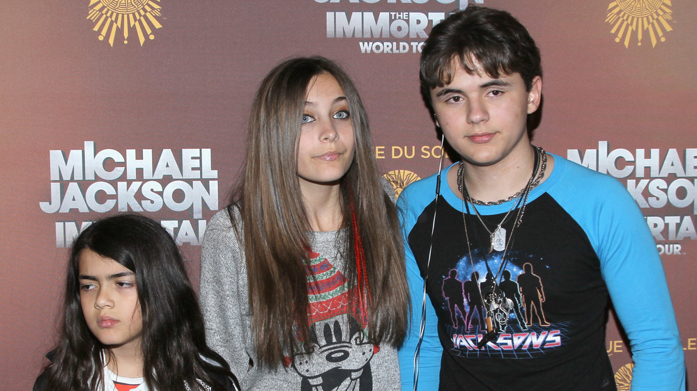 Blanket, Paris, and Prince Jackson at a Michael Jackson event