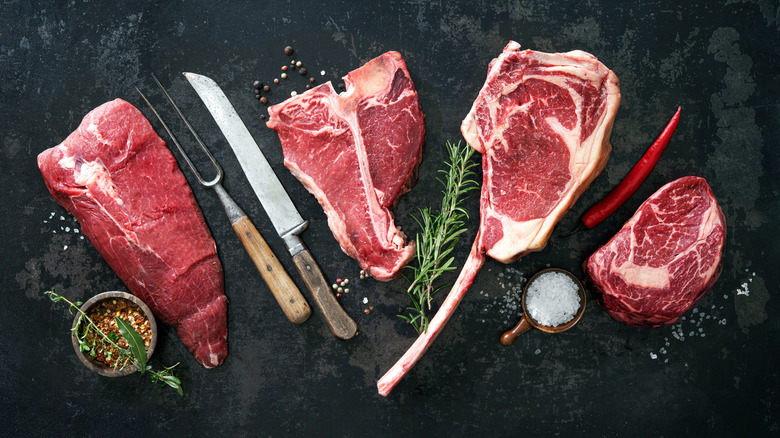 Assortment of red meat cuts