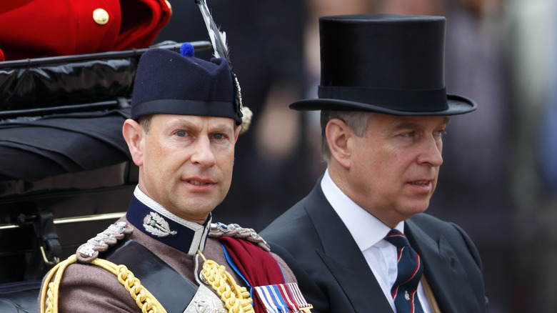 Prince Andrew and Prince Edward in carriage