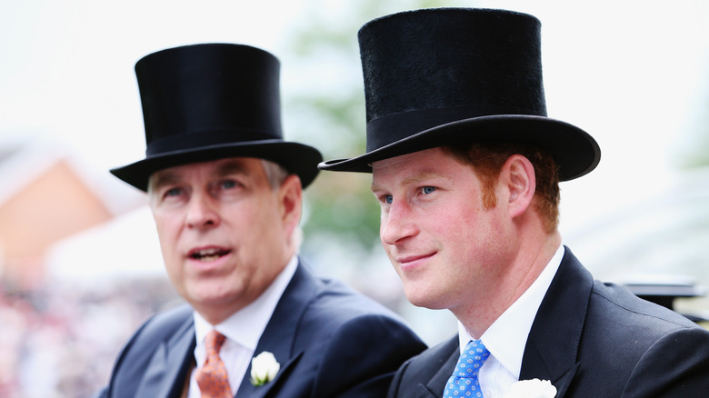 Prince Andrew and Prince Harry outside