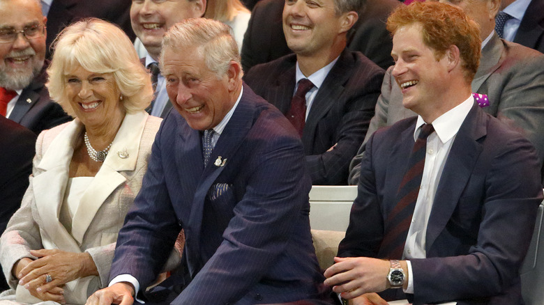 Prince Harry with Charles, Camilla