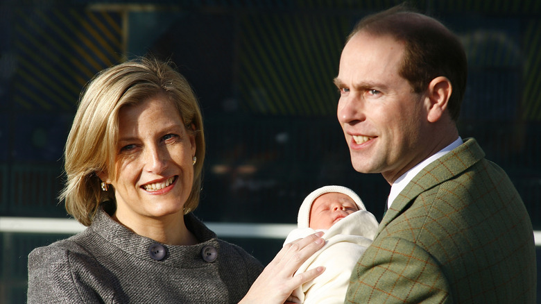 Sophie, Prince Edward holding baby James  