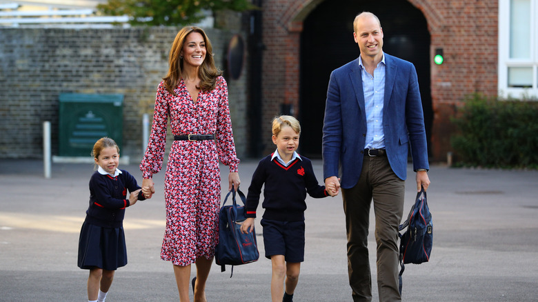 Prince George and Charlotte with their parents at Thomas's