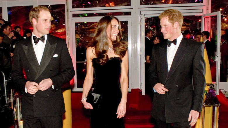 Prince William, Kate Middleton, and Prince Harry in black tie attire