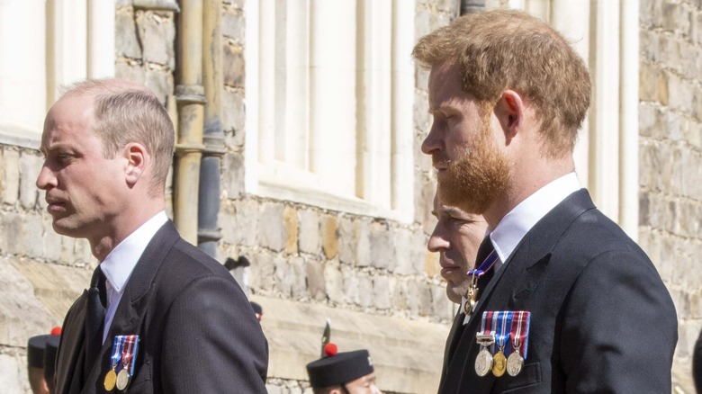 Prince William and Prince Harry at Prince Philip's funeral