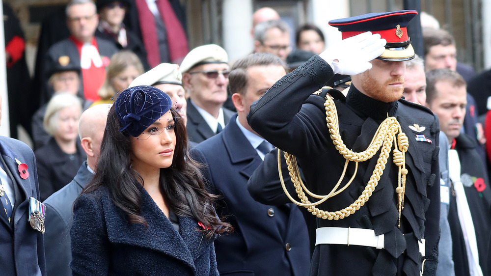 Prince Harry and Meghan Markle at a military event