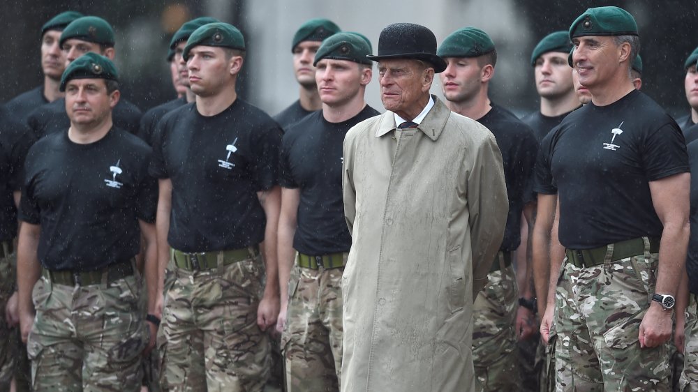 Prince Philip with a military unit