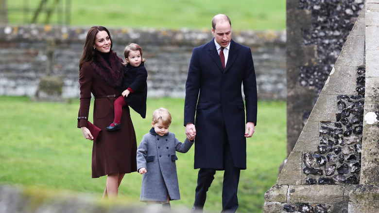 Kate Middleton, Prince William, and two of their kids