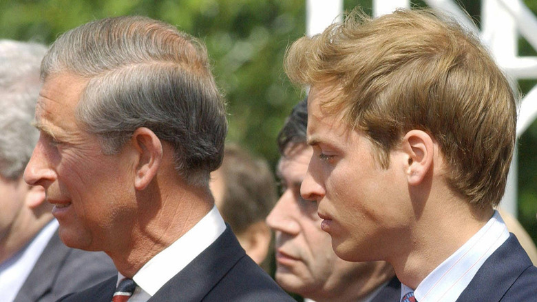 Prince Charles and Prince William sitting side-by-side