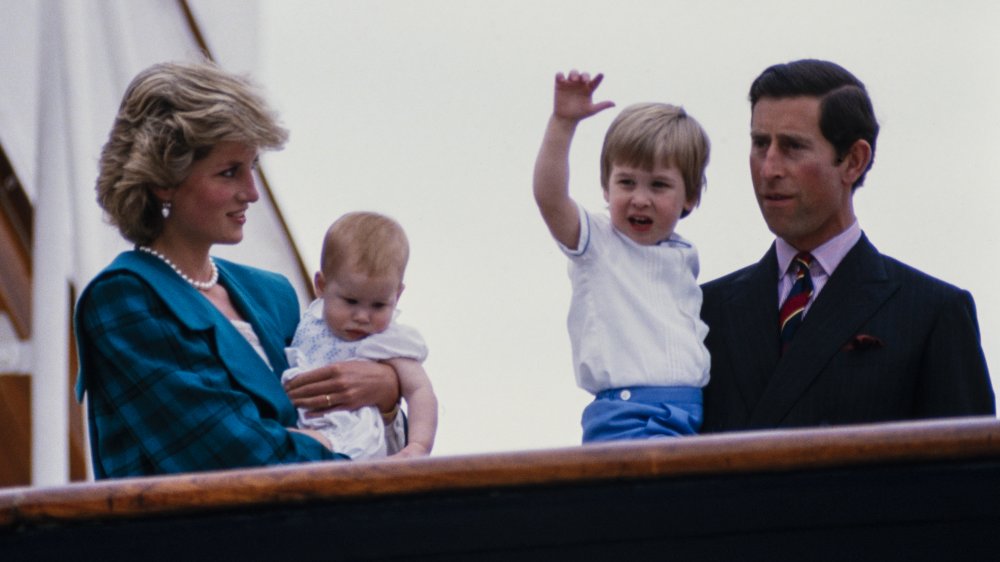 young Prince William and Prince Harry with parents Prince Charles and Princess Diana